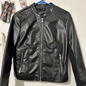 (Leather) polyester jacket